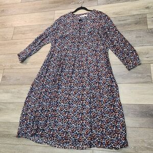 Zara Multicolor Floral Long Sleeve Maxi Dress Size Large